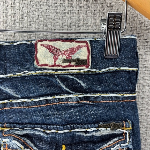 Vtg Laguna Beach Jeans Co Dark Women's Size 27- Y2K Embellished Crosses 2000’s - Picture 9 of 12
